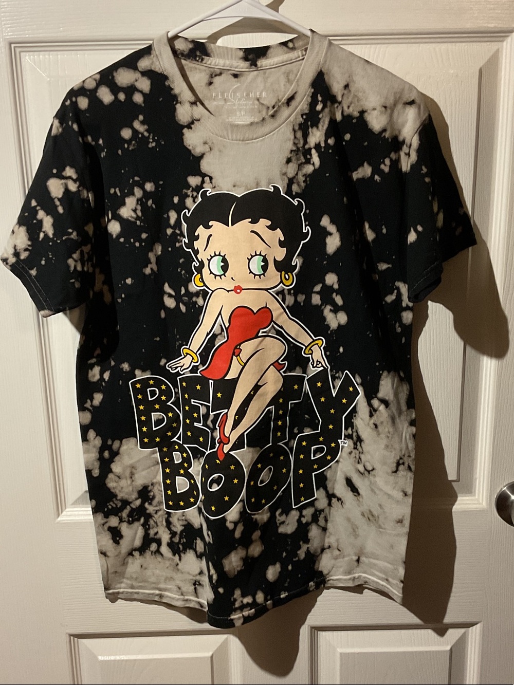 Betty Boop Graphic Bleach-Effect Tee - Black/White